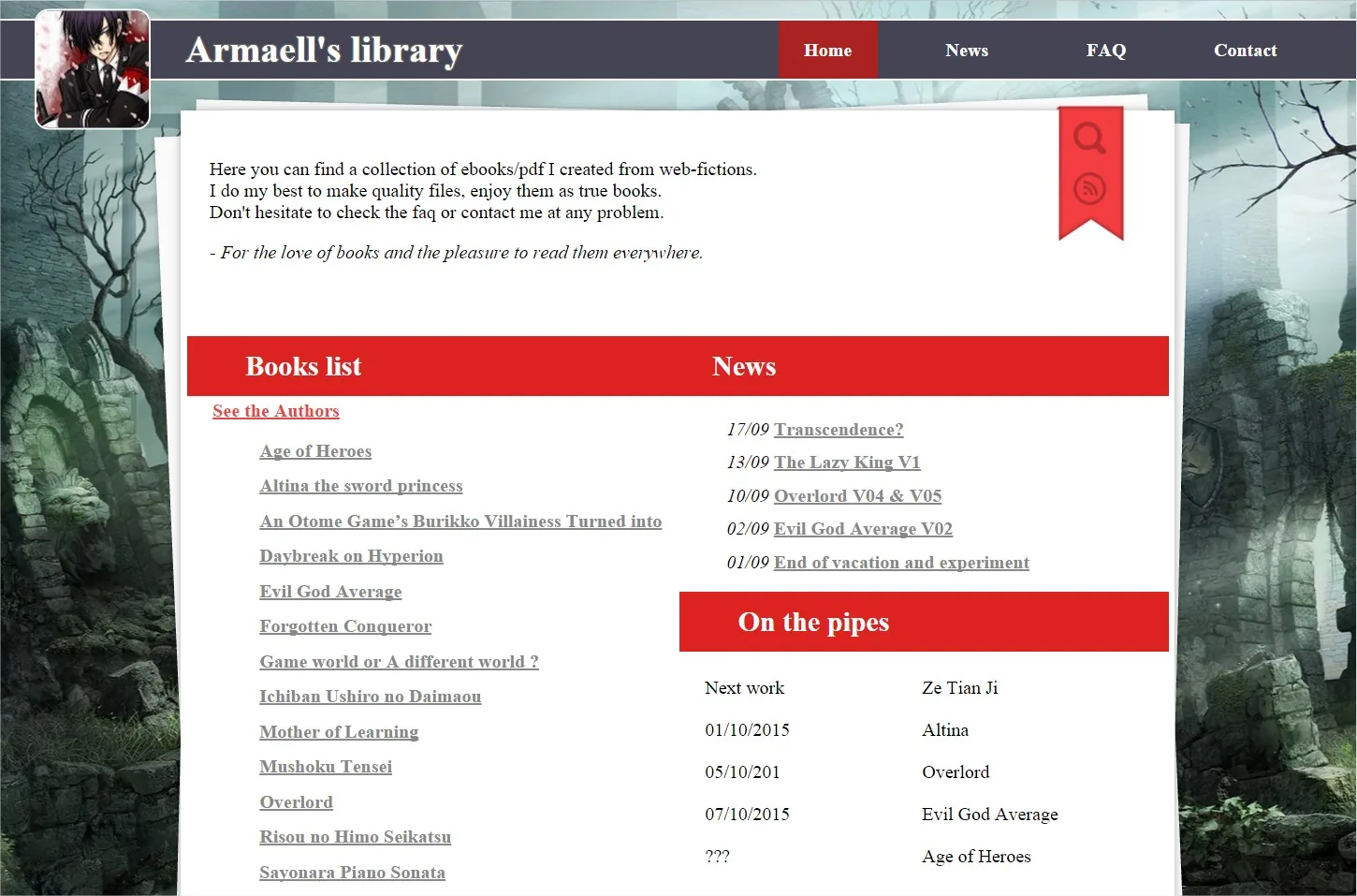 The first version of Armaell's Library